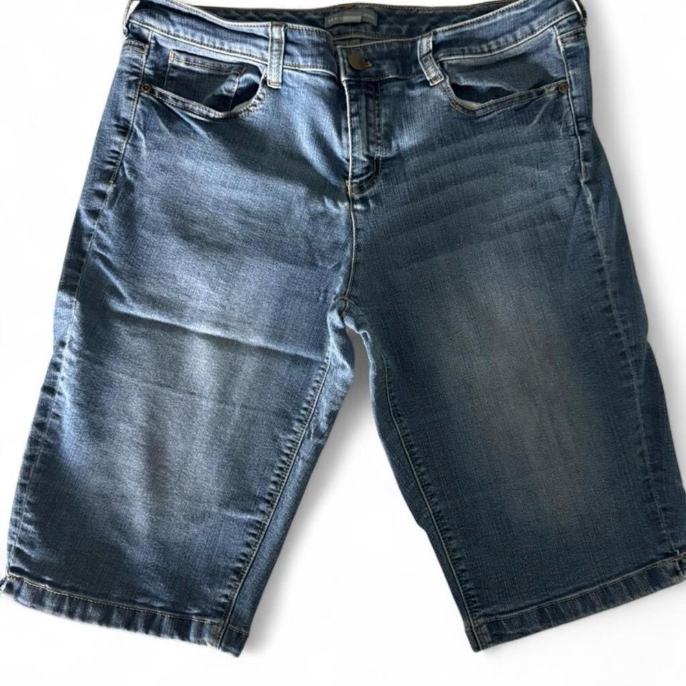 New York & Company Medium Blue Denim Bermuda Shorts